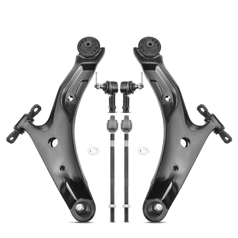 6pcs Front Control Arm w/ Ball Joint Tie Rod Ends for Hyundai Santa Fe 2001-2006