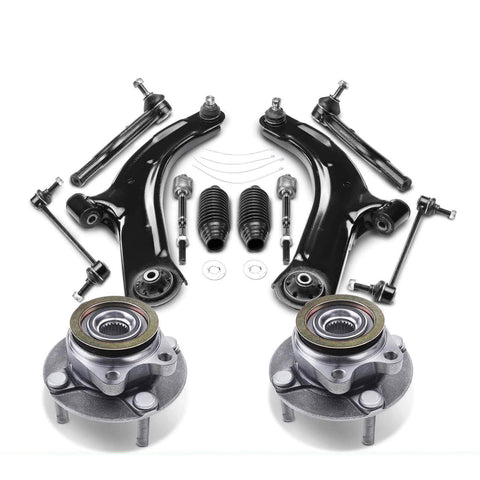 12x Front Wheel Hub Bearing Control Arm Sway Bar TieRod for Nissan Versa Non-ABS