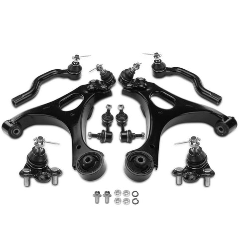 8x Front Lower Control Arm & Stabilizer Bar Link & Tie Rod End for Honda Civic