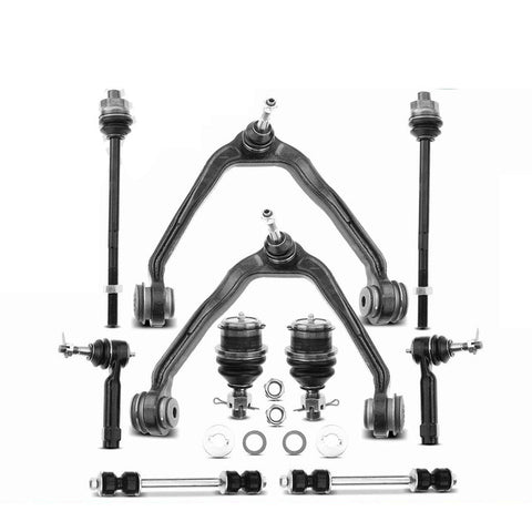 10x Front Control Arm w/ Ball Joints Sway Bar End Link Tie Rod End for Chevy GMC