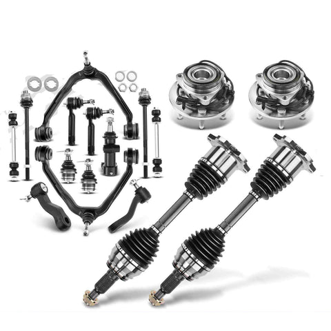 17Pcs Front Hub Bearing CV Axle Control Arm Kit for Chevy Silverado GMC Sierra