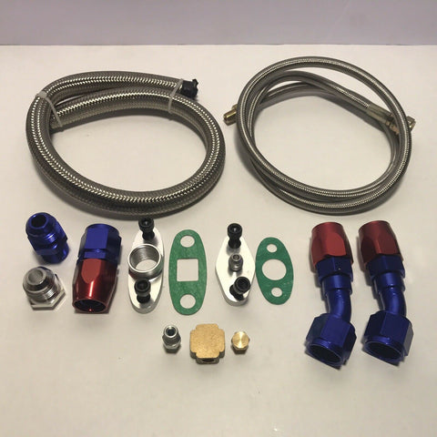 Stainless Turbo Oil Drain Return + Feed Line T3 T4 T04E T60 T61 T70 Complete Kit
