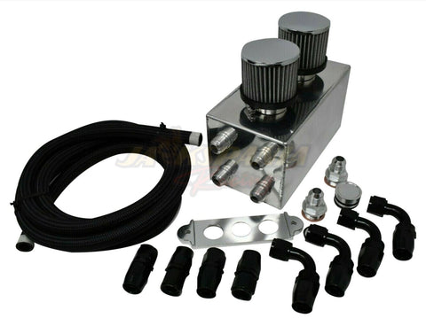 Pro Series Oil Catch Can For Honda Civic Acura Integra 4 Port -10AN With Hoses