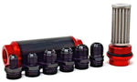 Universal Racing In-Line Fuel Filter With AN 6 8 10 Fittings Adapter