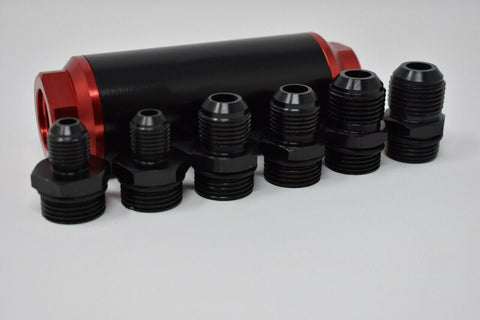 Universal Racing In-Line Fuel Filter With AN 6 8 10 Fittings Adapter