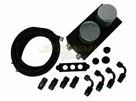 Battery Relocation Oil Catch Can For EK EG CRX DC2 Si Type R 4 Port 10AN Hoses