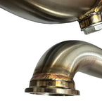 B H Series Tear Drop Hood Exit Up Pipe Dump Tube for Top Mount Turbo Manifold