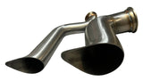 B H Series Tear Drop Hood Exit Up Pipe Dump Tube for Top Mount Turbo Manifold
