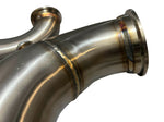 B H Series Tear Drop Hood Exit Up Pipe Dump Tube for Top Mount Turbo Manifold