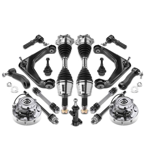 17pcs Front Wheel Hub & Bearing CV Axle Control Arm Kit for Chevy GMC 4WD 8-Lug