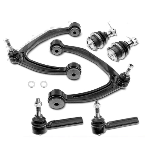 6pcs Front Control Arm w/ Ball Joint Tie Rod End for Cadillac Escalade Chevy GMC