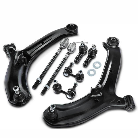 8x Front Control Arm w/ Ball Joint Sway Bar Link Tie Rod End for Hyundai Accent