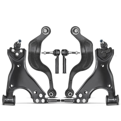 6x Front Lower & Rear Upper Control Arms Tie Rod End for Buick Enclave Chevy GMC