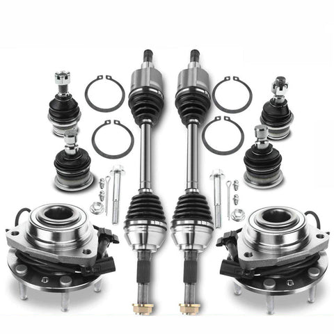 8x Ball Joints & CV Axle & Wheel Hub and Bearing Kit for Chevy GMC Buick Isuzu