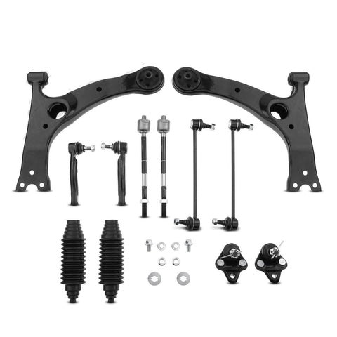 12x Front Lower Control Arm Sway Bar Link Tie Rod End for Toyota Corolla 03-08