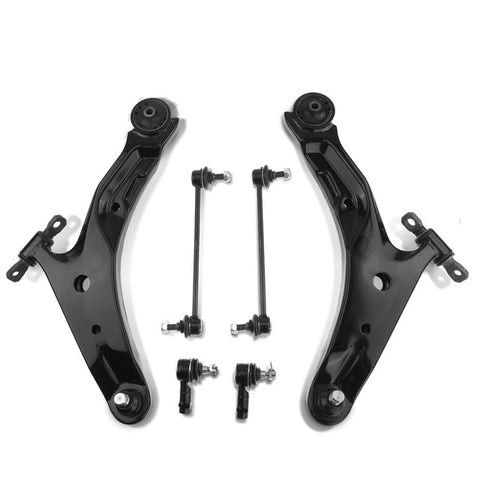 6Pcs Front Control Arm & Ball Joint Assy Tie Rod End for Hyundai Santa Fe 01-06