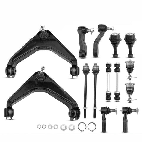 14Pcs Front Control Arm w/ Ball Joint Tie Rod End for Chevy Silverado GMC Hummer