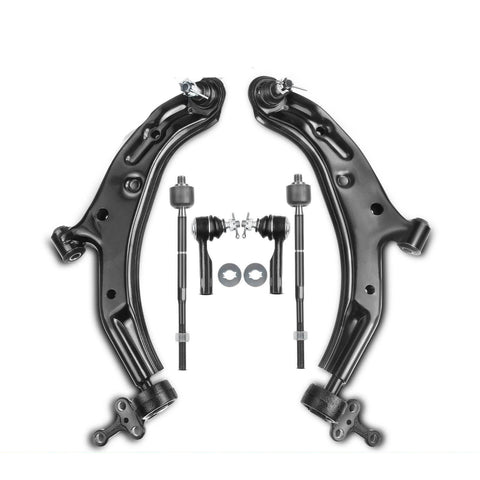 6x Front Control Arm w/ Ball Joint Tie Rod End for Nissan Sentra 2000-2006 1.8L