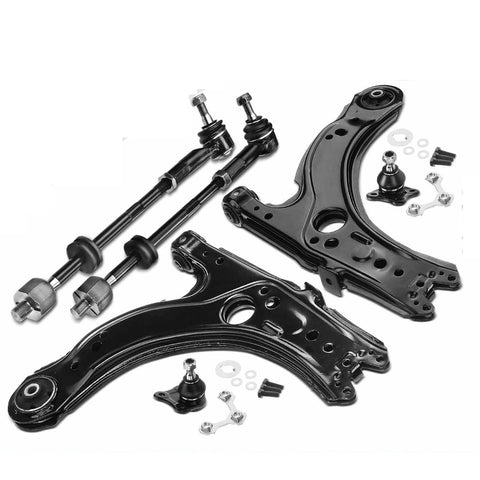 6x Front Lower Control Arm with Ball Joint Tie Rod End for VW Beetle 98-07 Jetta