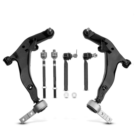 6x Front Lower Control Arm w/ Ball Joint Tie Rod End Kit for Nissan Murano 03-04