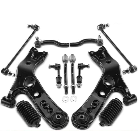 12x Front Lower Control Arm & Stabilizer Bar Link & Tie Rod End for Toyota RAV4
