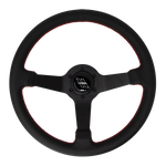 The Classic | Black Perforated Leather | Black Spoke | Red Stitch