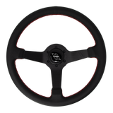 The Classic | Black Perforated Leather | Black Spoke | Red Stitch