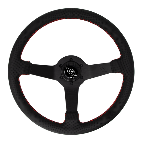 The Classic | Black Perforated Leather | Black Spoke | Red Stitch