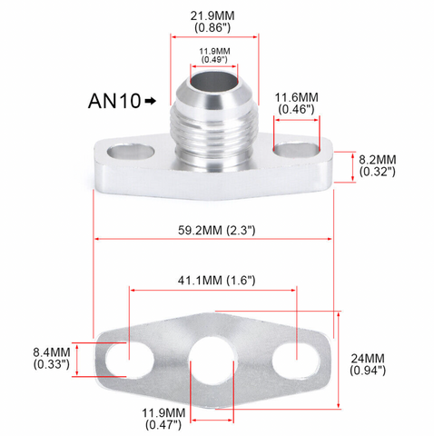 Billet Turbo Oil Drain Return Adapter Flange with Gasket 10AN Garret T3 T4 GT40 GT28 GT30 GT35