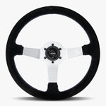 The Classic | Black Alcantara Suede | Silver Spoke | Bavarian Stitch