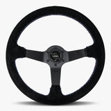The Classic | Black Alcantara Suede | Black Spoke | Bavarian Stitch