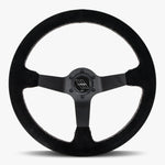 The Classic | Black Alcantara Suede | Black Spoke | White Stitch