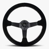 The Classic | Black Alcantara Suede | Black Spoke | White Stitch