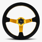 The Classic | Black Alcantara Suede | Gold Spoke | Gold Stitch