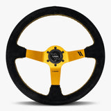 The Classic | Black Alcantara Suede | Gold Spoke | Gold Stitch