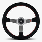 The Classic | Black Alcantara Suede | Graphite Spoke | Red Stitch