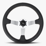 The Classic | Black Perforated Leather | Silver Spoke | White Stitch