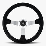 The Classic | Black Alcantara Suede | Silver Spoke | Black Stitch