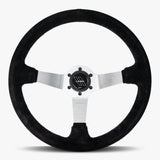The Classic | Black Alcantara Suede | Silver Spoke | Black Stitch