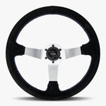 The Classic | Black Alcantara Suede | Silver Spoke | Bavarian Stitch