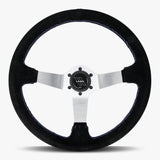 The Classic | Black Alcantara Suede | Silver Spoke | Bavarian Stitch