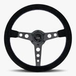 The Daytona | Black Alcantara Suede | Black Spoke | Bavarian Stitch