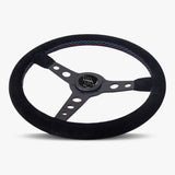 The Daytona | Black Alcantara Suede | Black Spoke | Bavarian Stitch - JackSpania Racing