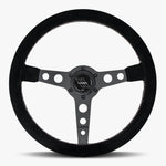 The Daytona | Black Alcantara Suede | Black Spoke | White Stitch