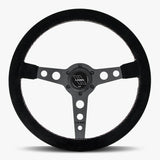 The Daytona | Black Alcantara Suede | Black Spoke | White Stitch