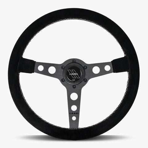The Daytona | Black Alcantara Suede | Black Spoke | White Stitch