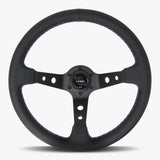The Daytona | Black Perforated Leather | Black Spoke | Bavarian Stitch