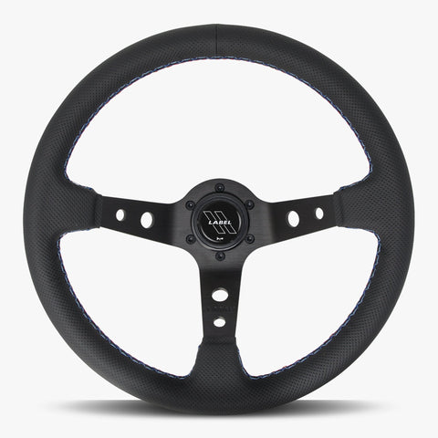 The Daytona | Black Perforated Leather | Black Spoke | Bavarian Stitch