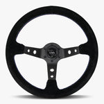 The Daytona | Black Alcantara Suede | Black Spoke | Bavarian Stitch