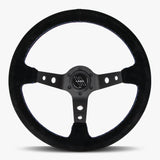 The Daytona | Black Alcantara Suede | Black Spoke | Bavarian Stitch